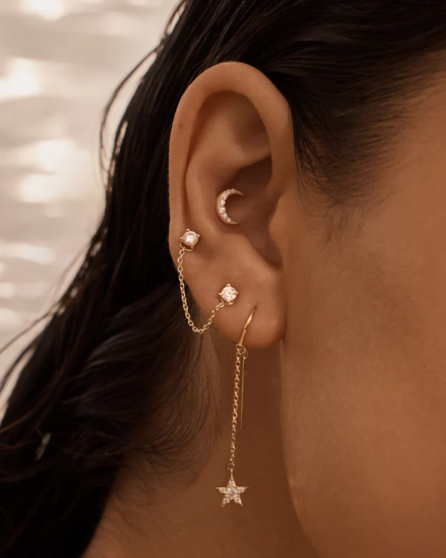 e268g14 5mm 14k gold evening sky diamond cartilage earring gold 5